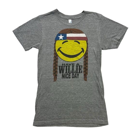 Willie Nelson Shirt Womens XS Gray Have A Willie Nice Day Short Sleeve Music - Picture 1 of 12